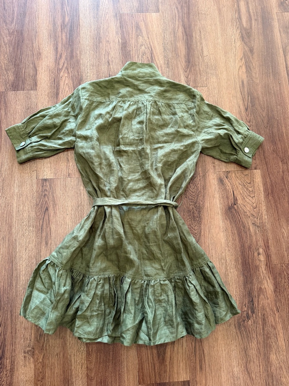 Veronica Beard Kaidin Linen Ruffle Hem Dress - Picture 8 of 9